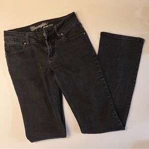 Wrangler Bootcut Jeans Size 3/4X34 Distressed Black Denim Western Cowgirl